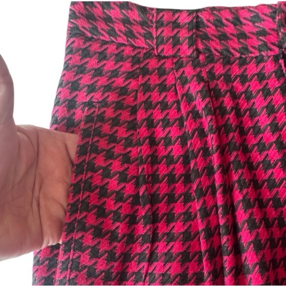 Vintage 1980 GENERRA Houndstooth Trousers Hot Pink Super High Rise Rayon Size 9 - Picture 7 of 13
